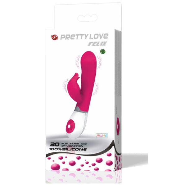 Rabbit-Vibrator Pretty Love BI-014223 in Lila und Weiß mit gebogenem Körper und Öhrchen für die Klitoris