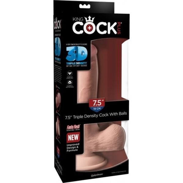 Realistischer Dildo King Cock Plus Triple Density mit strukturierter Oberfläche und Saugnapf an der Basis