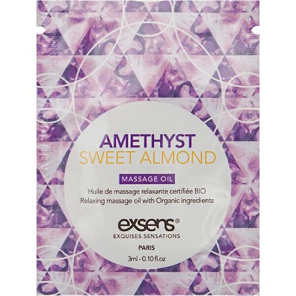 Massageöl Exsens Amethyst Sweet Almond 3 ml, Einzelportion im Fläschchen mit Amethyststeinen