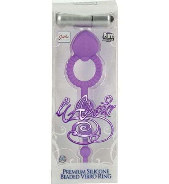 Vibrierender Penisring Calexotics L'Amour Premium Beaded Vibro Ring in Violett mit Partnerstimulator und Perlen