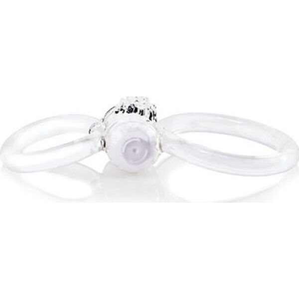 Transparenter doppelter Penisring Screaming O Ofinity Plus Clear mit Mini-Vibrator zwischen den beiden Ringen