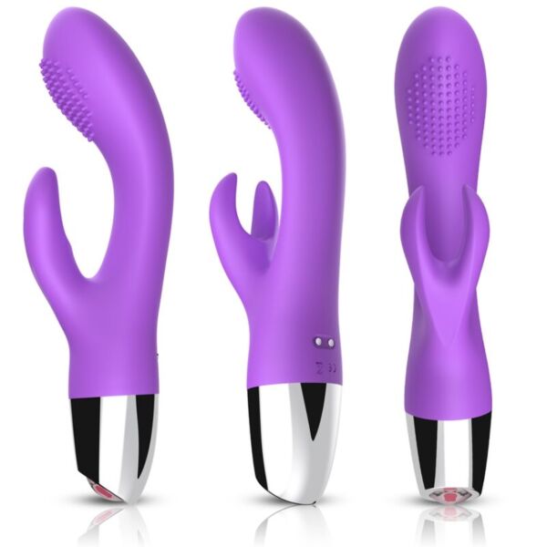 Rabbit-Vibrator Armony aus Silikon und ABS, gebogen und schlank, mit dünner Spitze und Klitoris-Stimulator