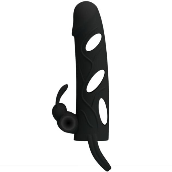 Schwarze Penishülle aus Silikon Pretty Love Male 14 cm mit Vibration