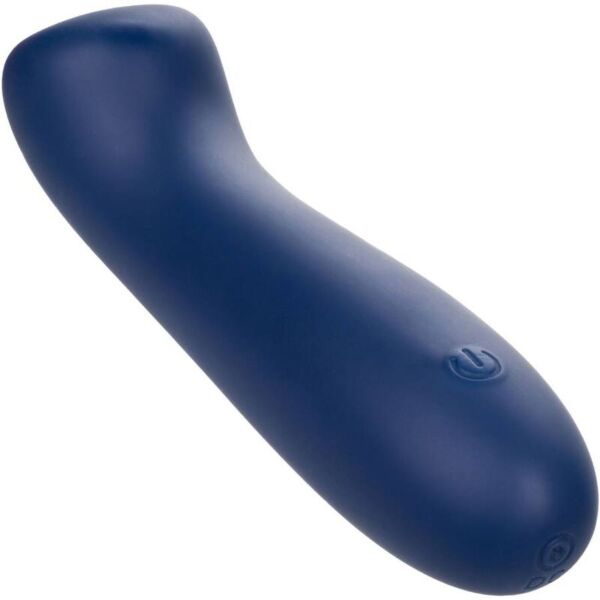 Vibrator CalExotics Cashmere Satin G aus blauem Silikon, mit flachem Kopf und flexiblem Schaft