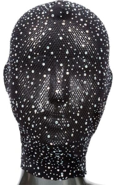 Schwarze Kopfhaube CalExotics Radiance Full Hood Cover mit Strass und Korsettschnürung