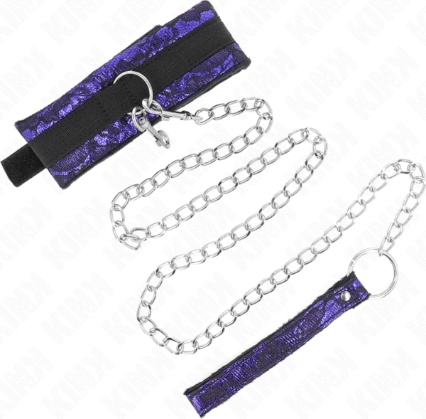 Halsband mit Leine Kink 105 cm aus Samt mit Nylonbesatz