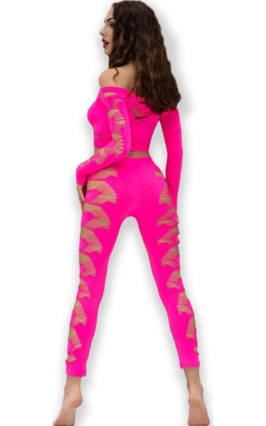Chilirose CR 4632 Set aus Top und Leggings, nahtlos, in Neonpink