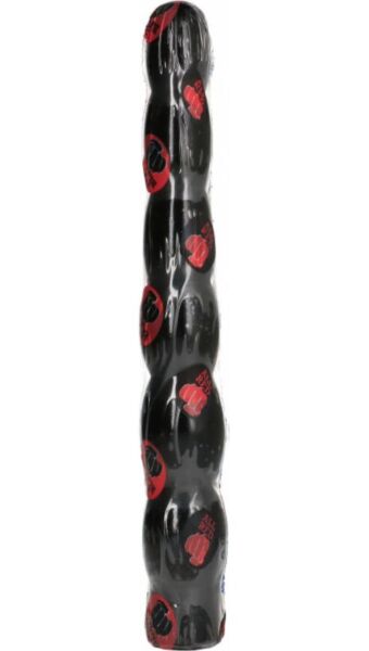 Analdildo All Black AB16 Stem, schwarz und geriffelt
