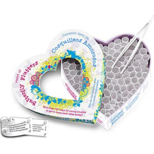 Paarspiel Tease & Please Herz Cosquilleos de Amor mit den Papierröllchen und der Pinzette