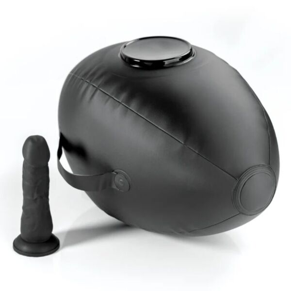 Schwarzes aufblasbares Pipedream Body Dock Sexkissen mit Dildo und Haltegriffen