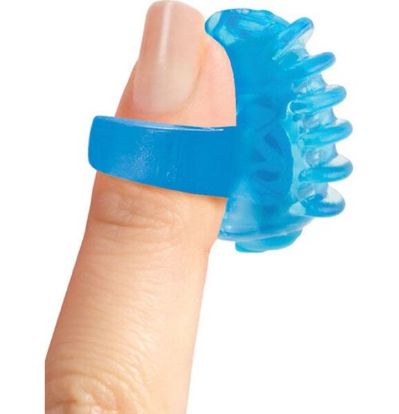 Finger-Vibrator Screaming O Fingo Tips Blue, transparenter blauer Ring mit strukturierter Oberfläche