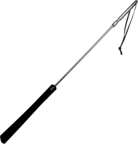 Reitgerte Metal Hard 70 cm mit zweiseitigem Kopf und Metallgriff mit Schlaufe