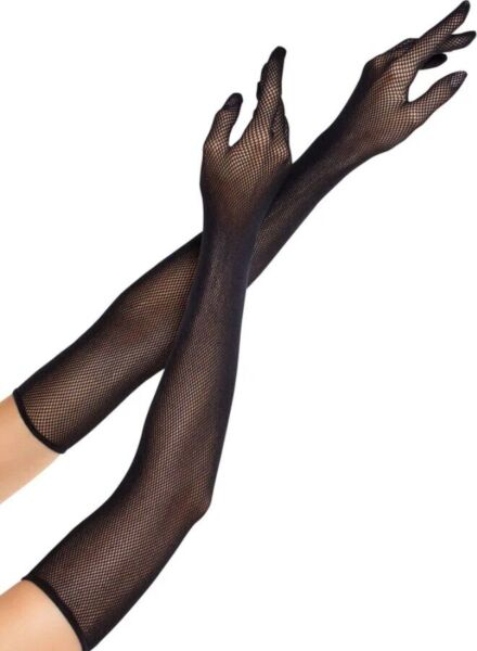 Schwarze Netzhandschuhe Leg Avenue Opera Length Fishnet Gloves in Opernlänge