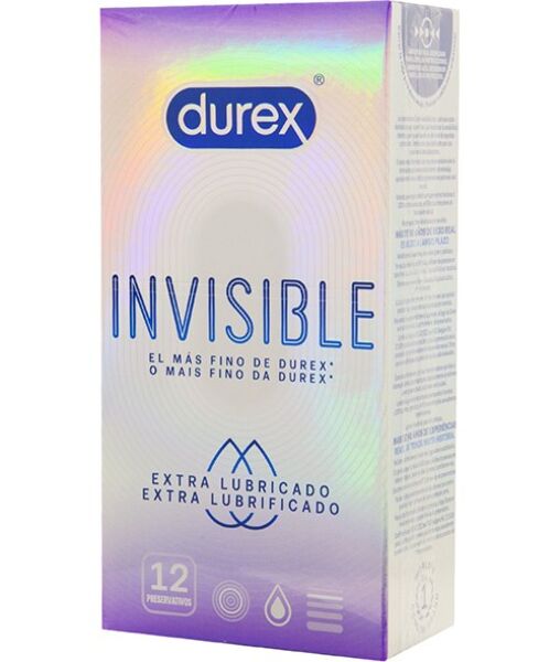 Transparente Durex Invisible Extra Lubricated Kondome, 12 Stück