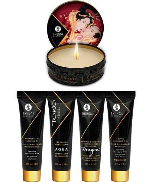 Shunga Geisha's Secret Strawberry Set mit den fünf Mini-Produkten