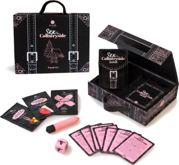Reise-Set Secret Play Sex in the Countryside mit Karten, Mini-Vibrator, Würfel und Einzeldosen