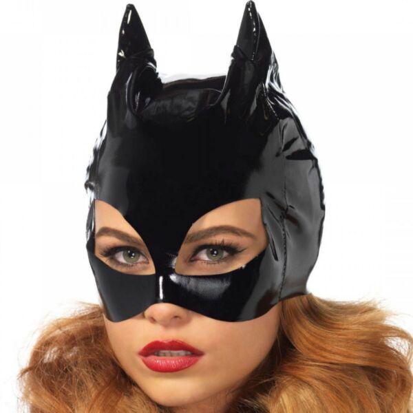 Katzenmaske Leg Avenue Vinyl Catwoman aus schwarzem Vinyl mit spitzen Katzenohren