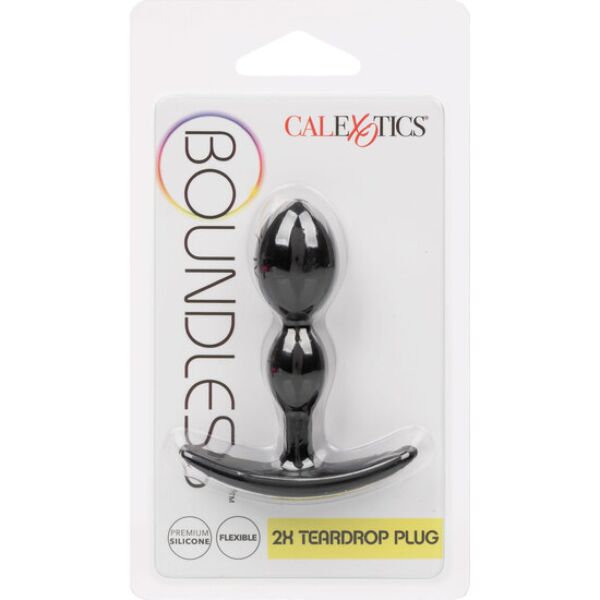 Schwarzer Analplug CalExotics Boundless 2x Teardrop Plug in Tropfenform mit Griff an der Basis