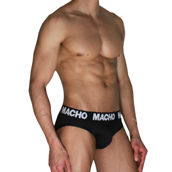 Schwarzer Herren-Slip Macho Underwear MCH007 mit Push-up-Cup vorne