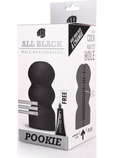Masturbator ALL BLACK Pookie mit geschwungener Form