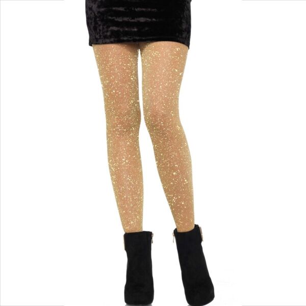 Transparente Strumpfhose Leg Avenue Lurex Shimmer Gold in Gold mit Glanz