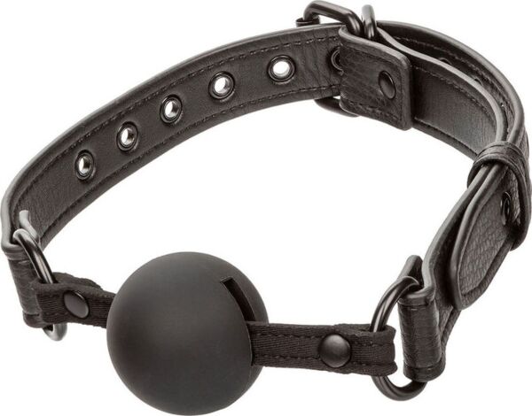 CalExotics Nocturnal Collection Ball Gag, Ballknebel in Schwarz mit Silikonkugel und Riemen mit Schnalle