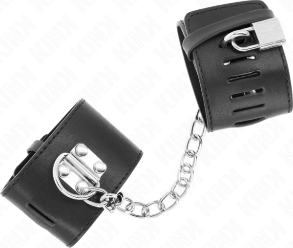 Schwarze Kink Fixed Wrist Restraints mit Kette und Vorhängeschloss