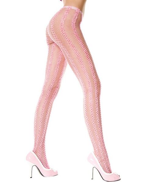 Netzstrumpfhose Music Legs in Rosa mit vertikalem Muster