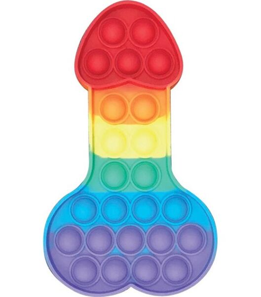 Anti-Stress Pop It Kheper Games Penis Pop-It Toy in Penisform mit bunten Blasen in Regenbogenfarben