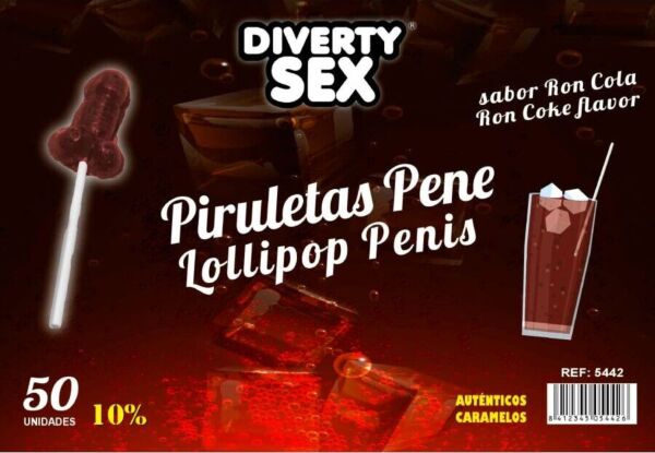 Display-Glas mit 50 Penis-Lutschern Diablo Goloso