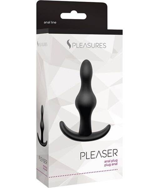 Schwarzer Analplug S Pleasures Pleaser mit zwei abgestuften Kugeln und Stopper-Basis