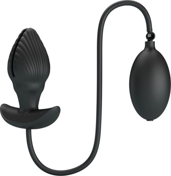 Aufpumpbarer Analplug Pretty Love BI-040160Q aus schwarzem Silikon, mit Pumpball zum Aufpumpen