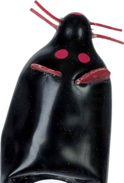 Scherzkondom Condomerie Schwarz Maus XL, handbemalt
