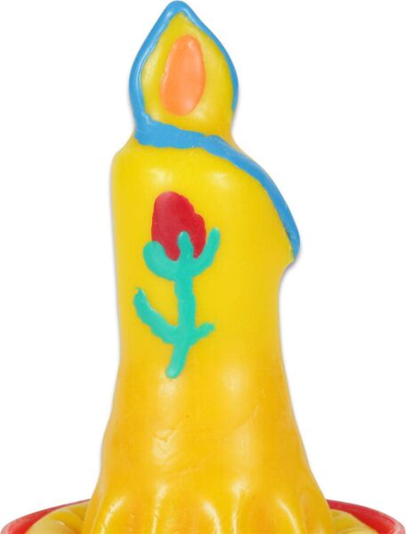 Scherzkondom Condomerie Candle, von Hand mit einer Kerze bemalt
