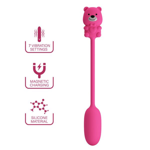 Rosa Vibro-Ei Pretty Love Olson mit Kabelfernbedienung in Bärenform