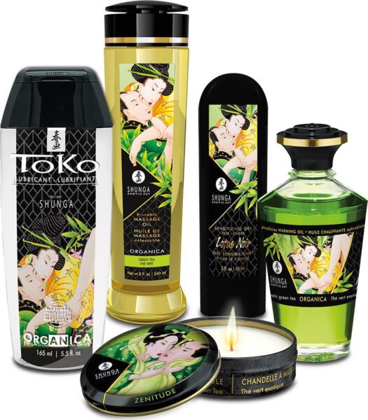 Massage-Set Shunga Garden of Edo mit den fünf Produkten und der Box