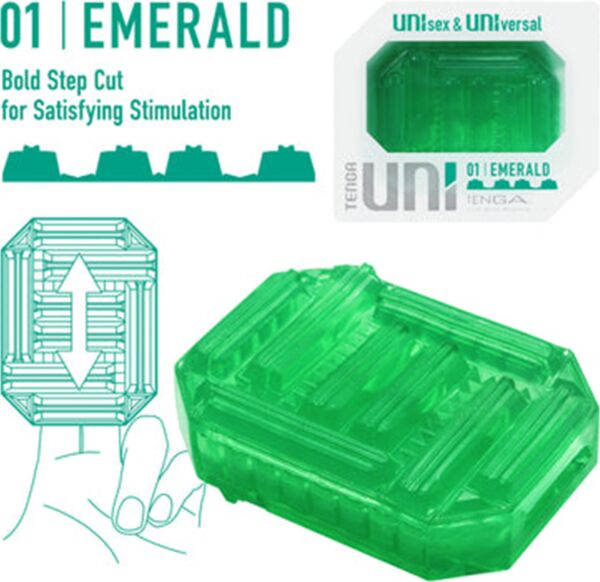 Reversibler Masturbator Tenga UNI Emerald mit sichtbaren Strukturen
