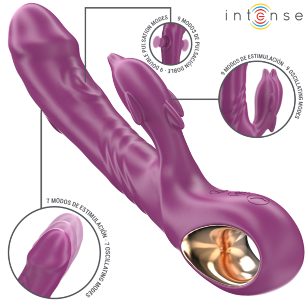 Vibrator Intense Halle in Delfinform mit stimulierender Zunge, in Lila