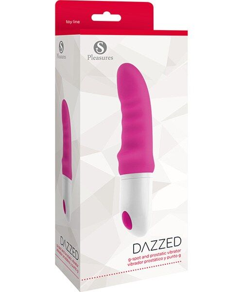 Vibrator S Pleasures Dazzed Pink in Rosa und Weiß mit gewelltem Schaft