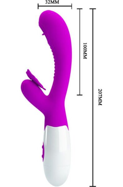 Rabbit-Vibrator Pretty Love BI-014943 mit Kopf und Klitoris-Stimulator in Schmetterlingsform