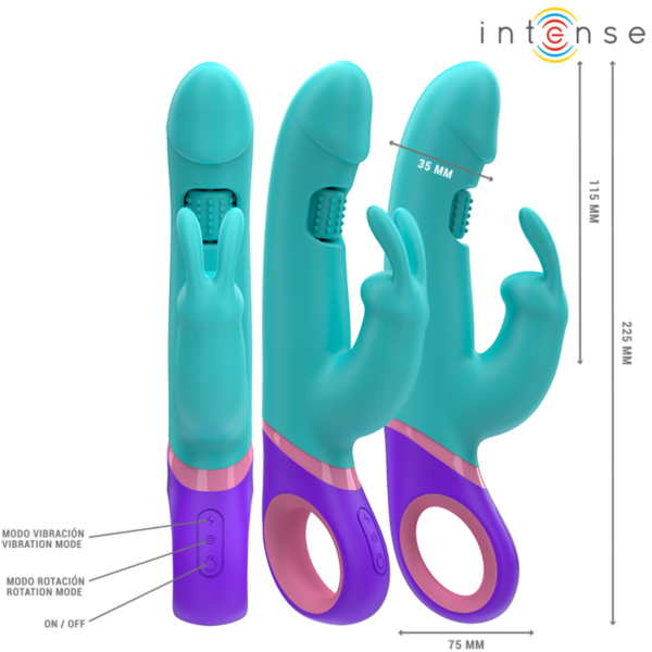 Blauer Rabbit-Vibrator Intense MONICA mit rotierendem G-Punkt-Stimulator