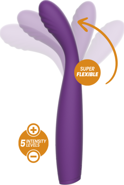 Flexibler Vibrator Rewolution Rewostim aus Silikon, mit Griff und gebogener Spitze