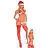 Sexy Santa-Kostüm Music Legs mit Feder-Bikini