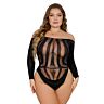 Bodysuit Lace Plus Size mit langen Ärmeln und offenem Rücken