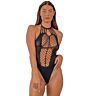 Body Lace Strappy Halter Teddy mit offenem Schnitt