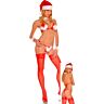 Sexy Santa-Kostüm Music Legs mit Feder-Bikini