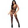 Leg Avenue Riemchen Rose Bodystocking eine Größe