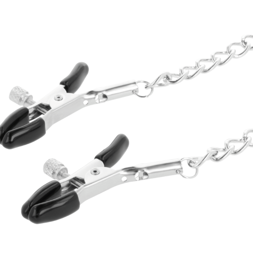 Halsband DARKNESS mit Nippelklemmen und Silberkette
