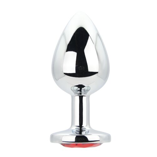 Buttplug Toosh Silver Metal Large mit rotem Stein