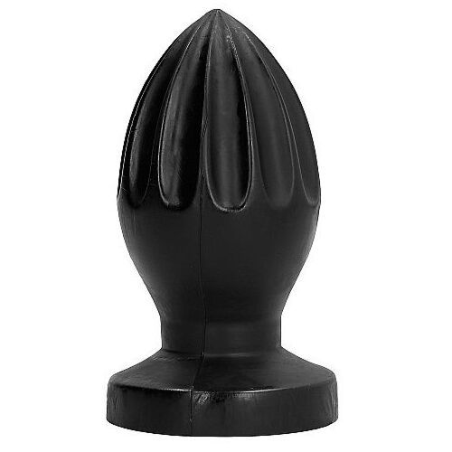 Plug Anal ALL BLACK 12 CM mit tiefen Rillen für Stimulation